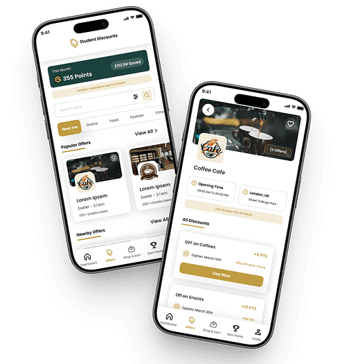 Gradia offer browsing and offer details screens