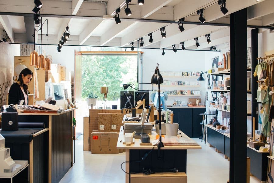 Shelves of homeware and stationery inside North Street Supply